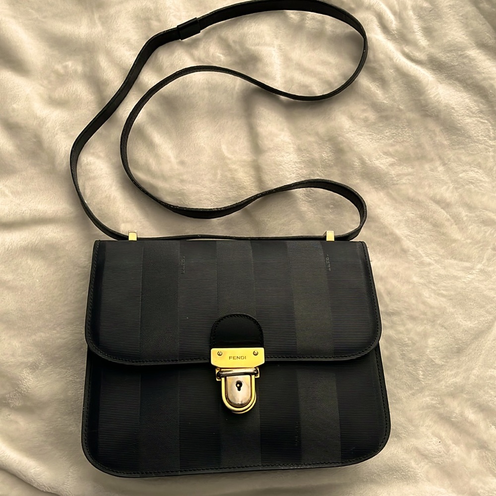 Used Fendi Stripe shoulder bag with lock